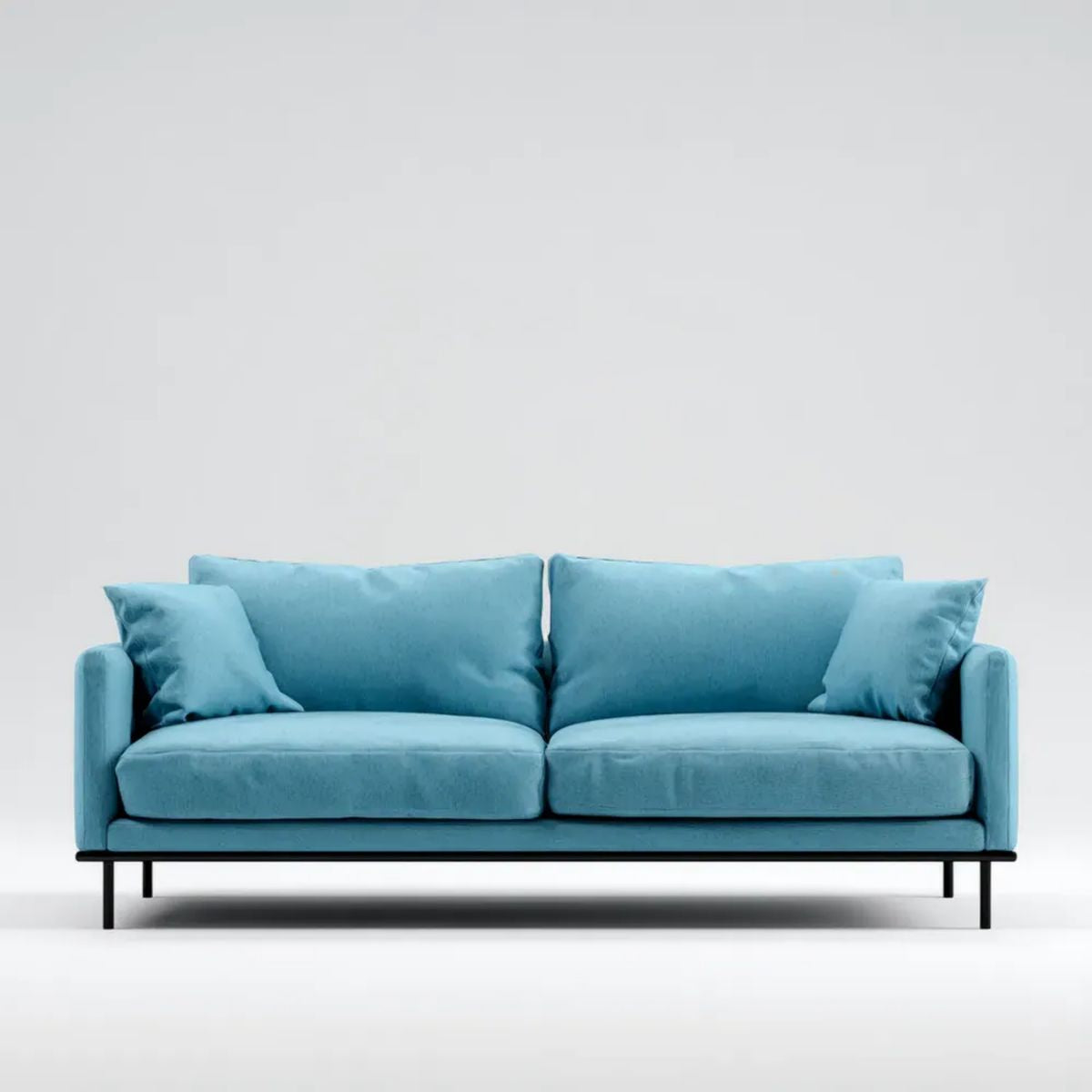 Trzyosobowa sofa z aksamitu poliestrowego, niebiesko-czarna, 220 x 90 x 85 cm