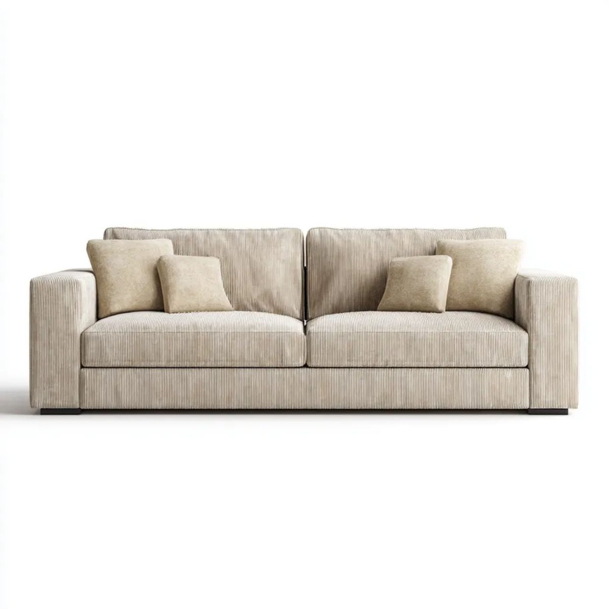 Trzyosobowa sofa beżowa z tapicerką poliestrową 220 x 95 x 85 cm