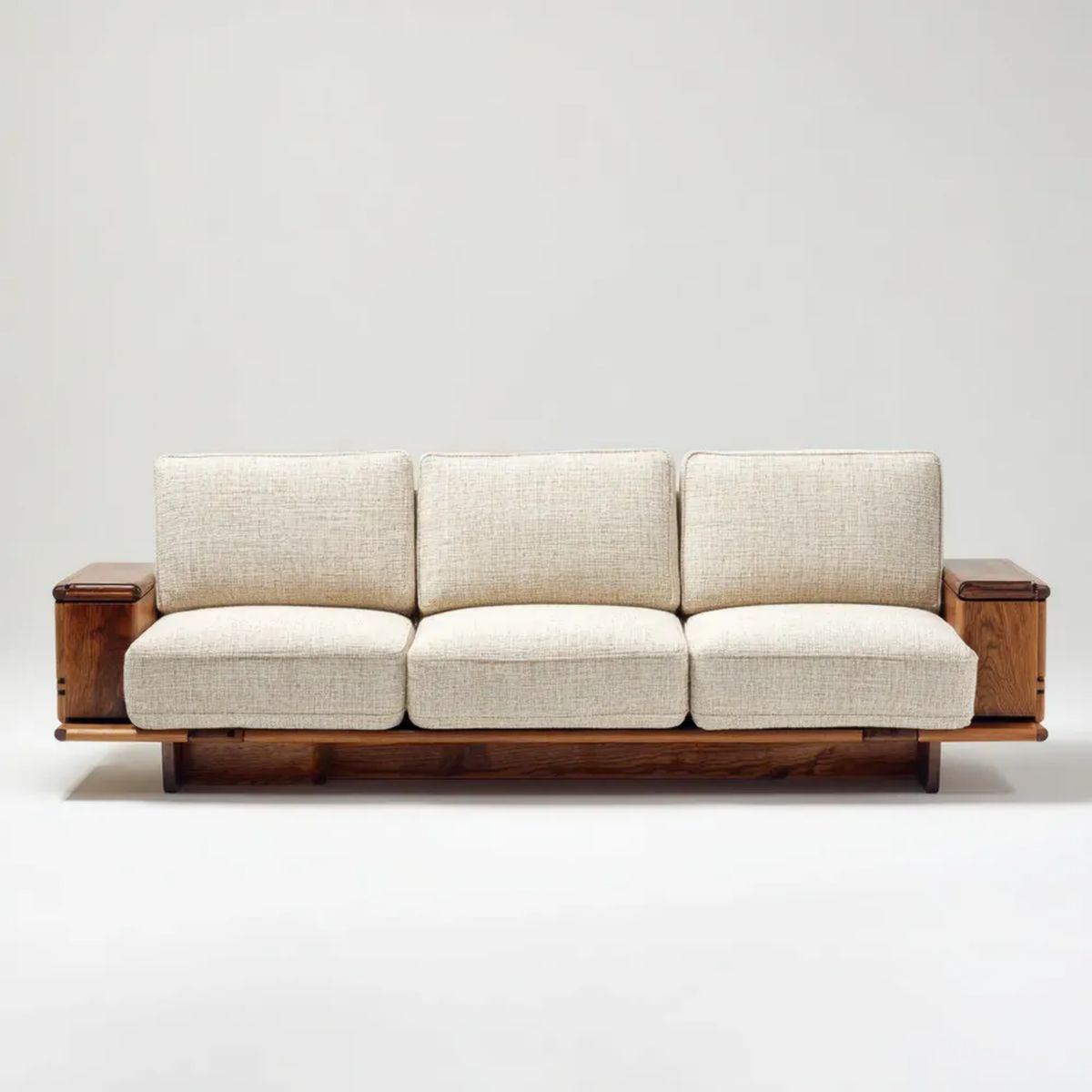 Trzyosobowa sofa drewniana kremowo-ciemnobrązowa 220 × 85 × 78 cm