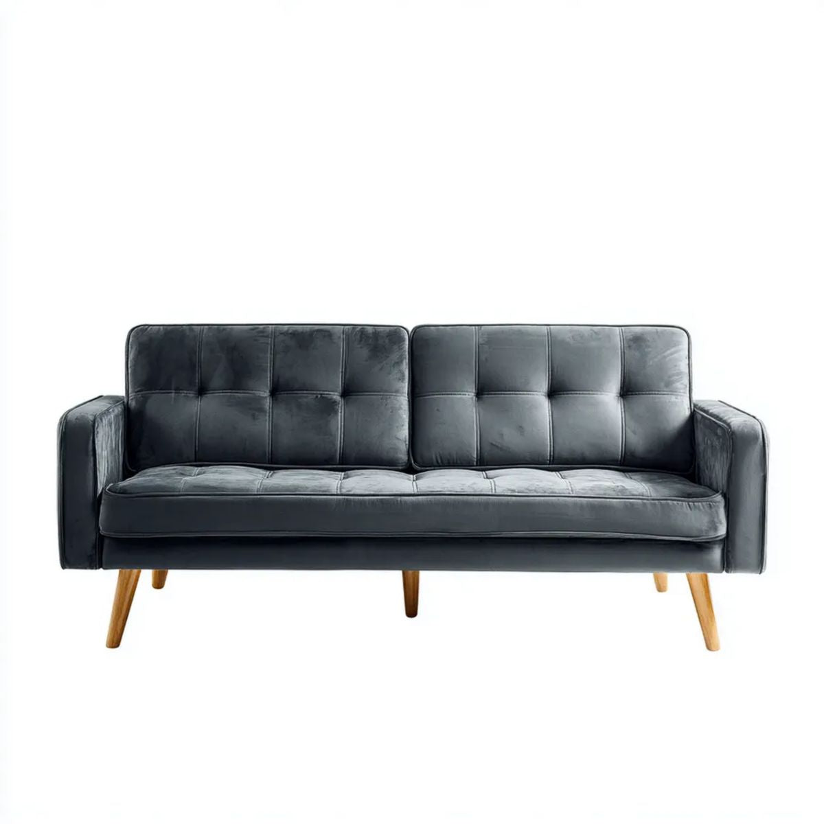 Sofa trzyosobowa grafitowa z aksamitu poliestrowego 190 x 82 x 84 cm