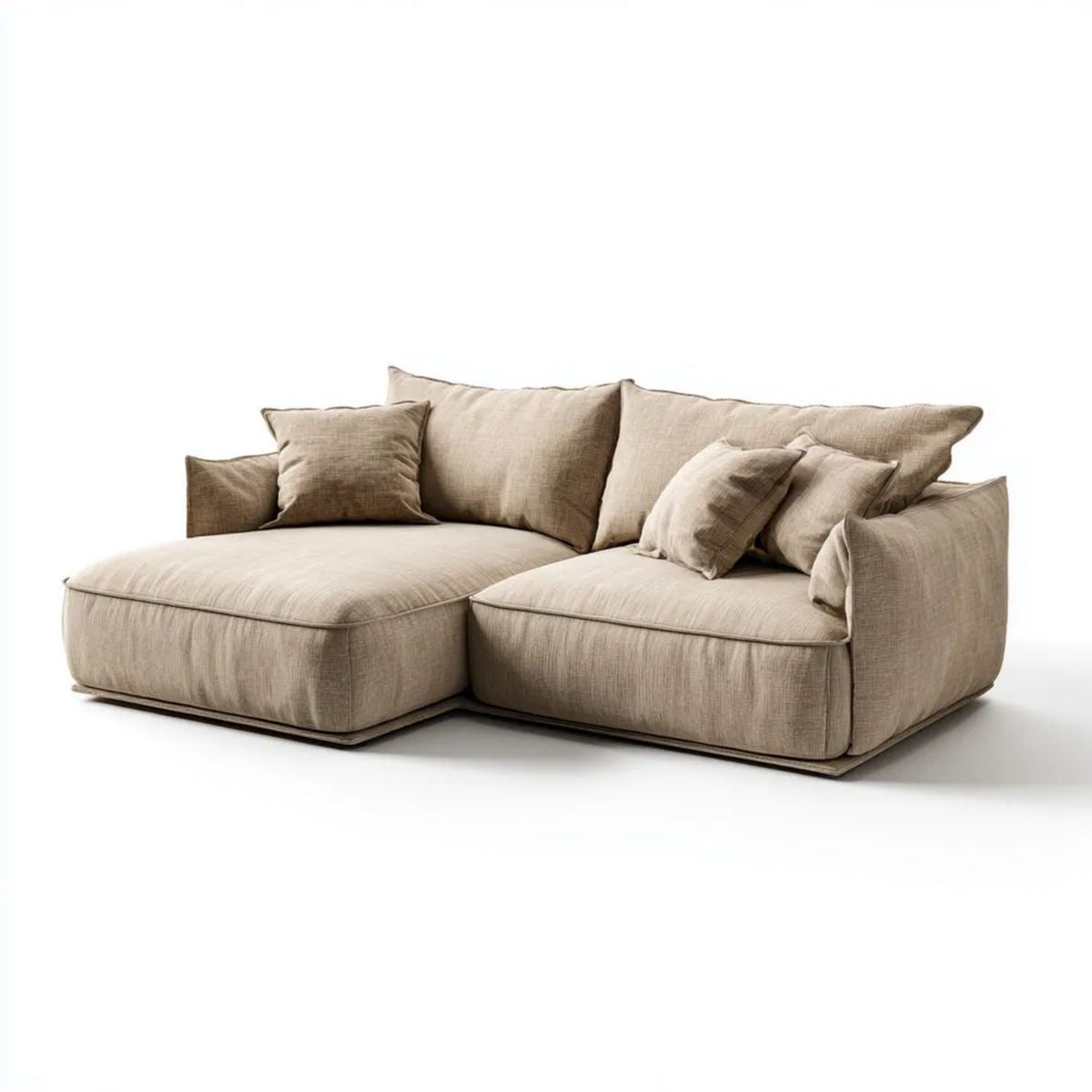 Lewostronna modułowa sofa narożna z szezlongiem, beżowa, tapicerka poliestrowa, 280 × 170 × 70 cm