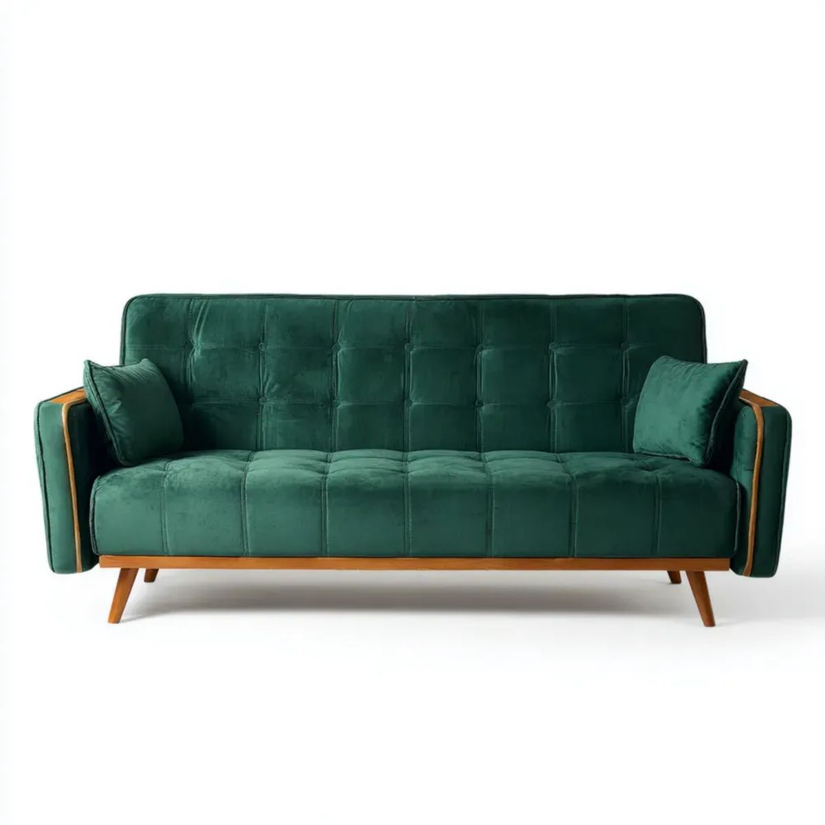 Trzyosobowa sofa z aksamitu ciemnozielona/brązowa 210 x 85 x 90 cm
