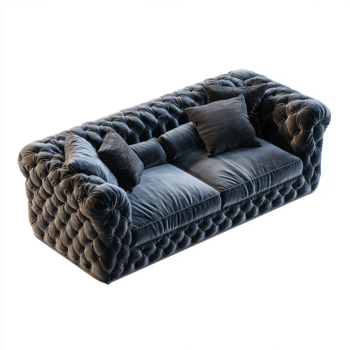 Dwuosobowa sofa Chesterfield z aksamitu czarna 190 x 95 x 78 cm