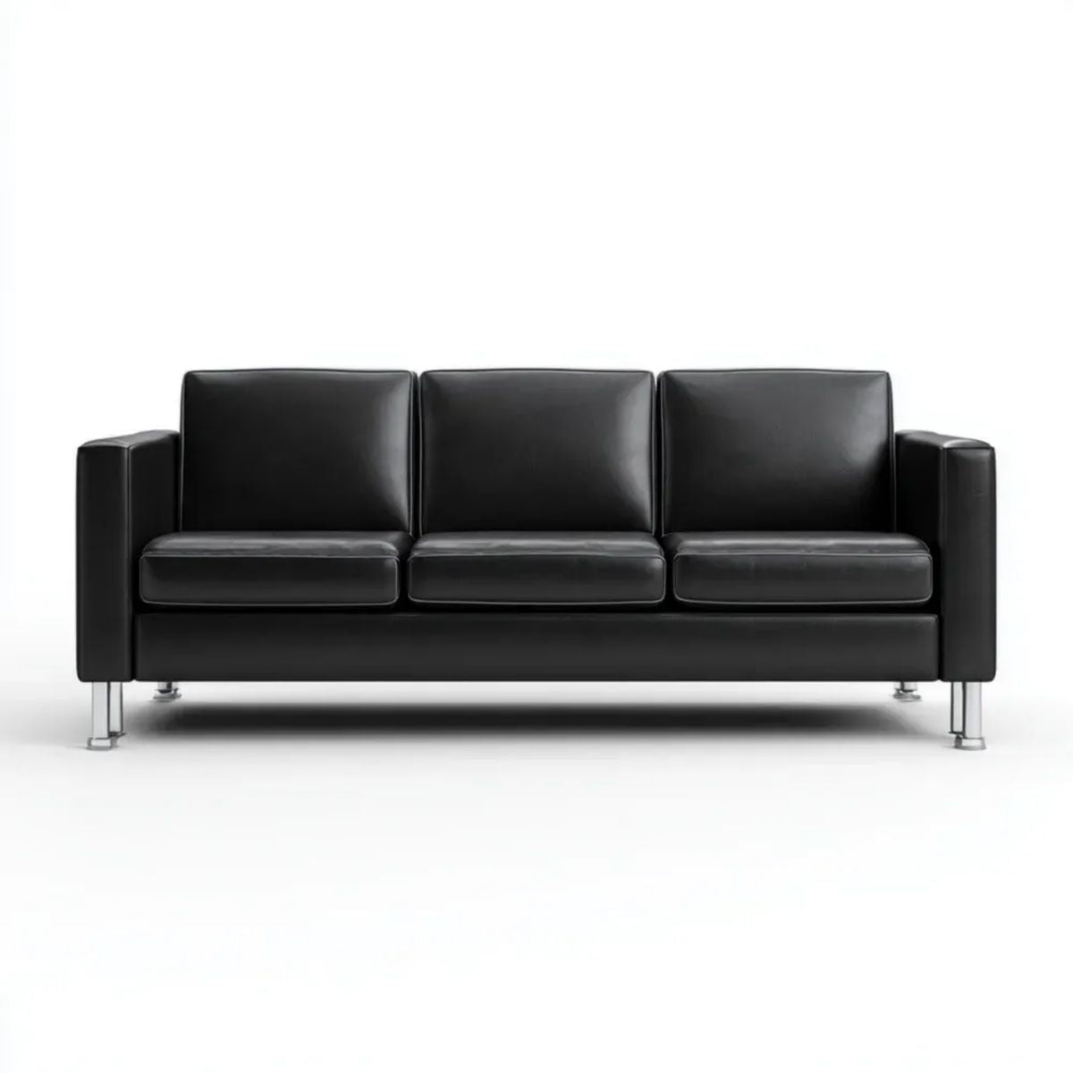 Trzyosobowa sofa ze skóry syntetycznej, czarna, 180 x 78 x 75 cm