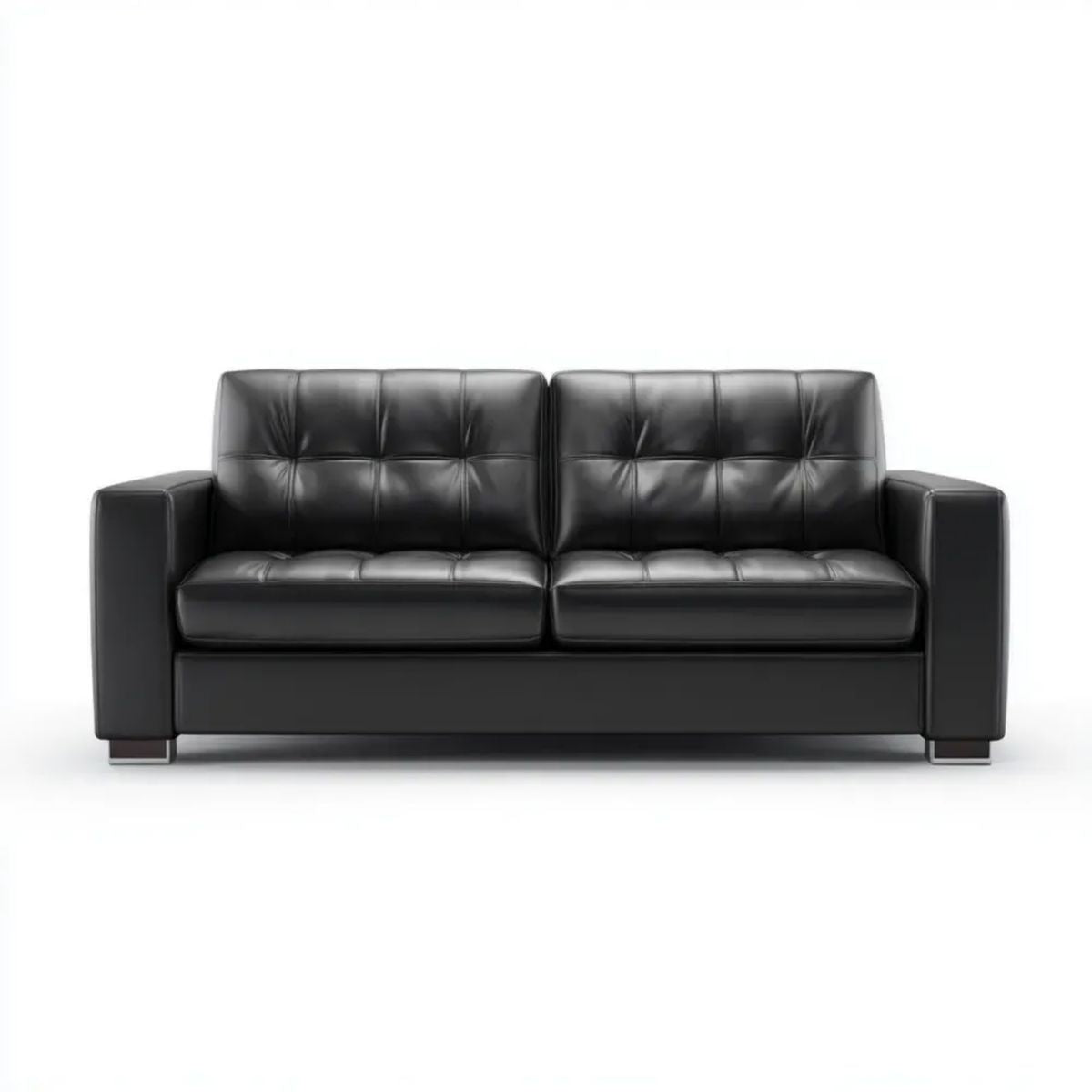 Dwuosobowa sofa ze skóry syntetycznej, czarno-srebrna, 160 x 85 x 86 cm
