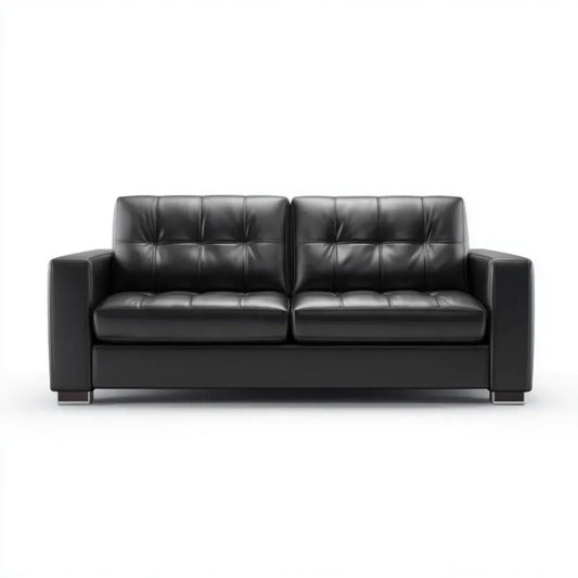 Dwuosobowa sofa ze skóry syntetycznej, czarno-srebrna, 160 x 85 x 86 cm