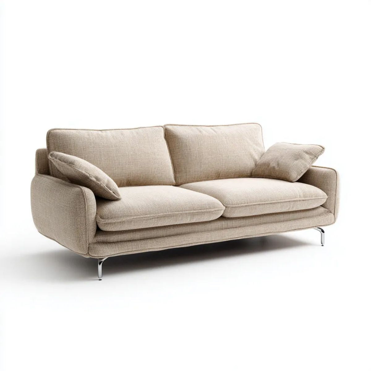 Sofa 3-osobowa beżowa z tkaniny 220 x 95 x 85 cm