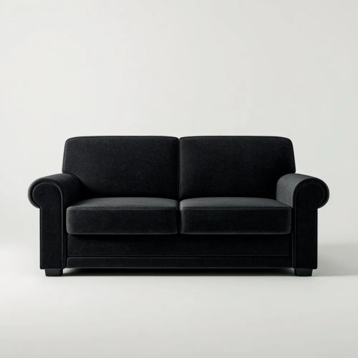 Sofa dwuosobowa czarna z aksamitu poliestrowego 150 x 85 x 85 cm