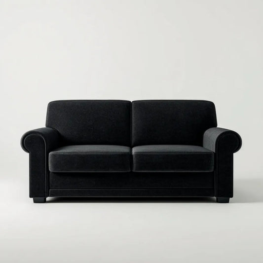 Sofa dwuosobowa czarna z aksamitu poliestrowego 150 x 85 x 85 cm
