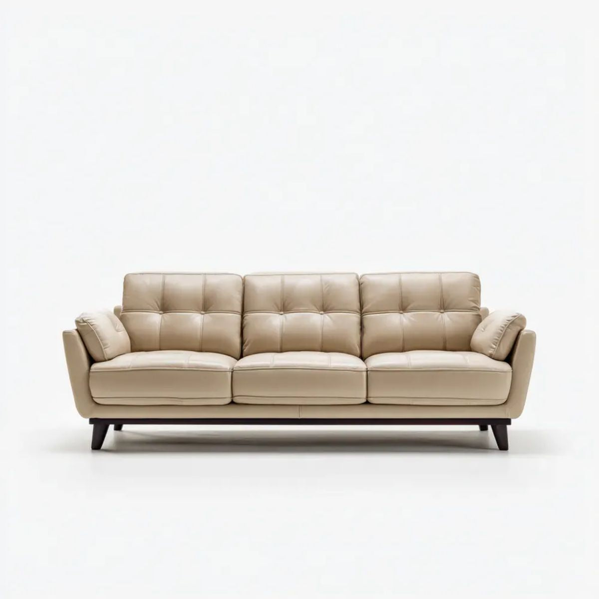 Trzyosobowa sofa ze skóry syntetycznej PU, beżowo-czarna, 220 x 90 x 88 cm