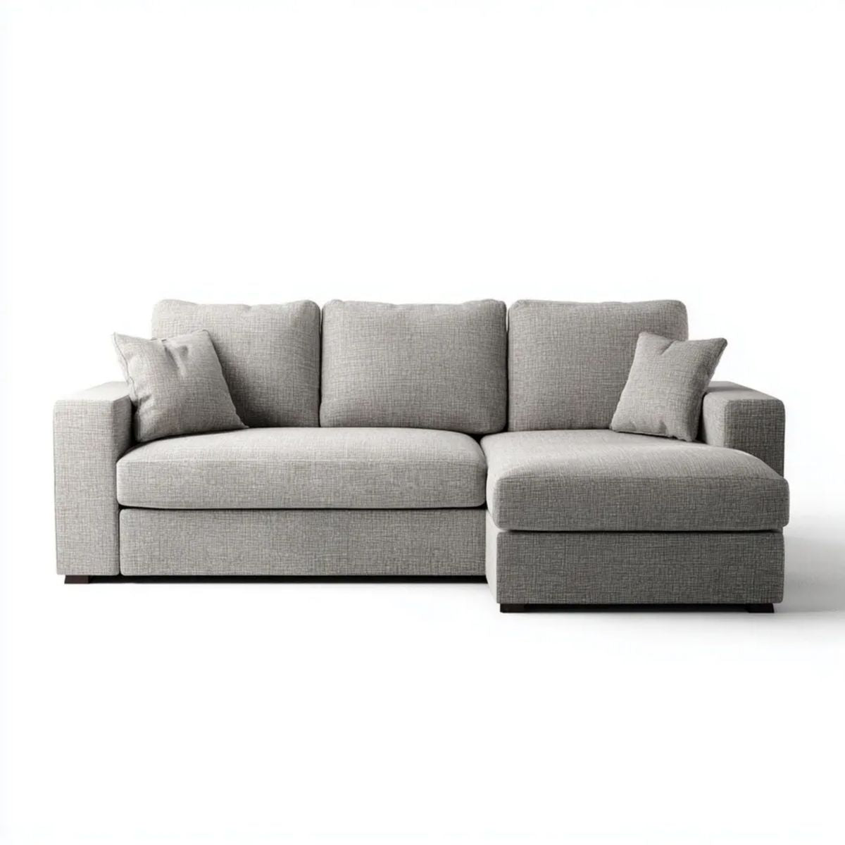 Szara sofa narożna 3-osobowa w kształcie L z tapicerką poliestrową, 250 × 160 × 85 cm