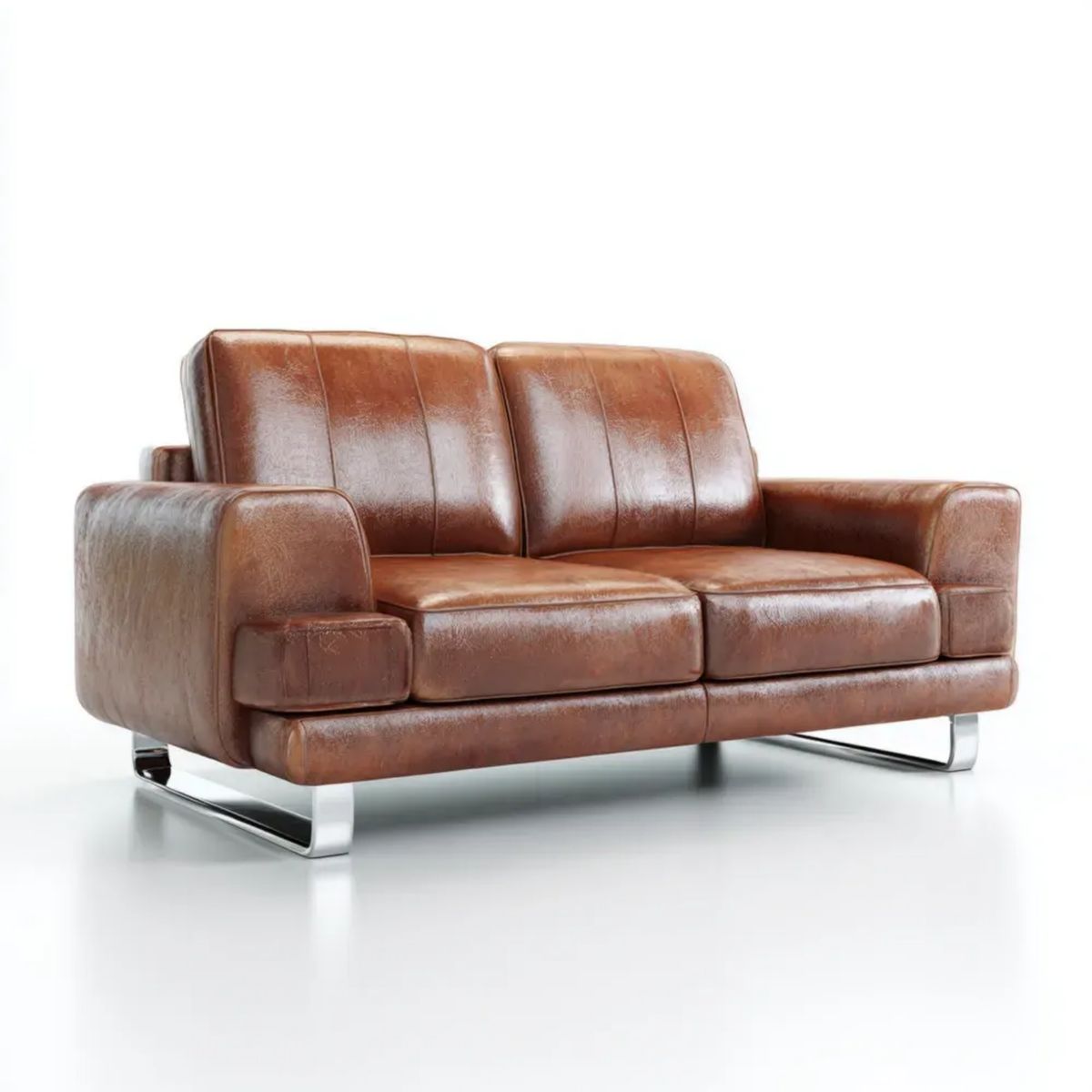 Dwuosobowa sofa ze skóry syntetycznej brązowa 170 × 90 × 85 cm