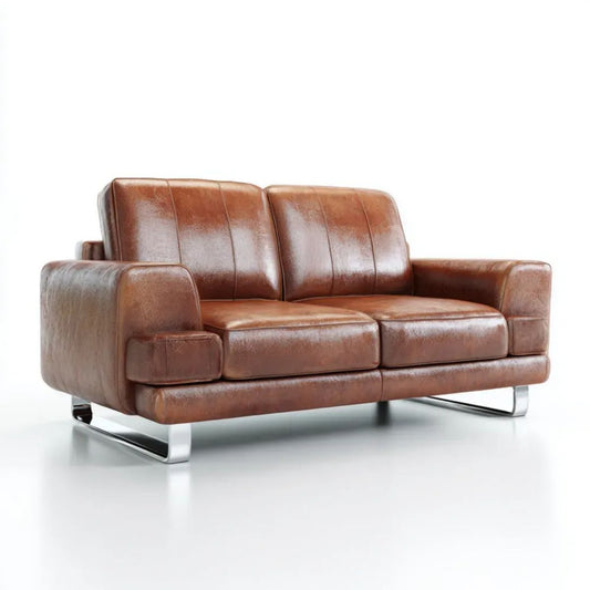 Dwuosobowa sofa ze skóry syntetycznej brązowa 170 × 90 × 85 cm