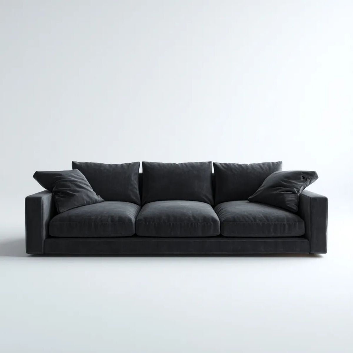 Trzyosobowa sofa czarna z weluru poliestrowego 240 x 100 x 85 cm