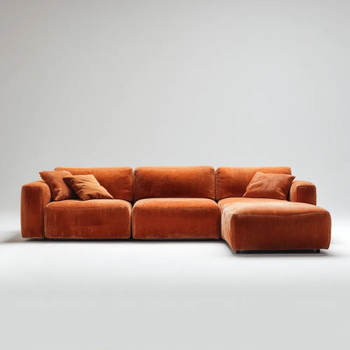 Modułowa sofa z prawostronnym szezlongiem rdzawa, sztruks poliestrowy, 320 × 170 × 85 cm