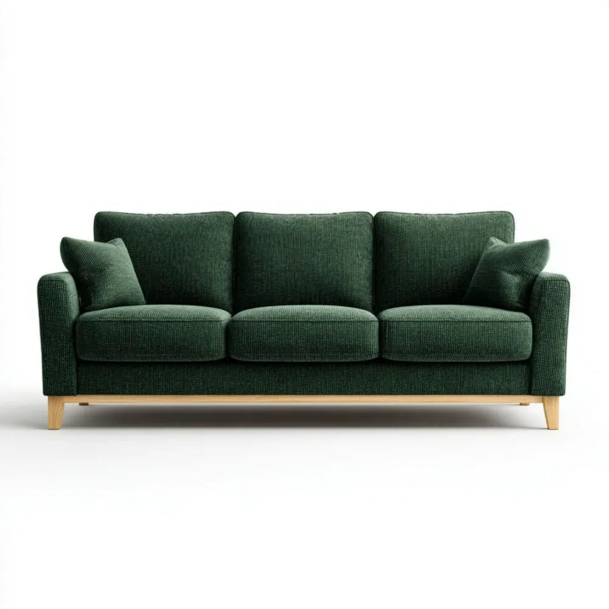Trzyosobowa sofa z tkaniny sztruksowej, ciemnozielona, 210 x 88 x 85 cm