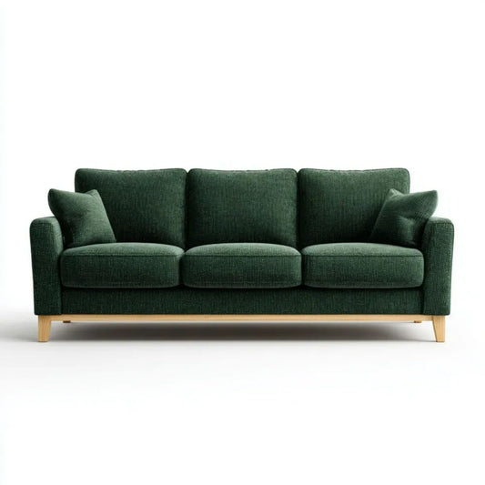 Trzyosobowa sofa z tkaniny sztruksowej, ciemnozielona, 210 x 88 x 85 cm