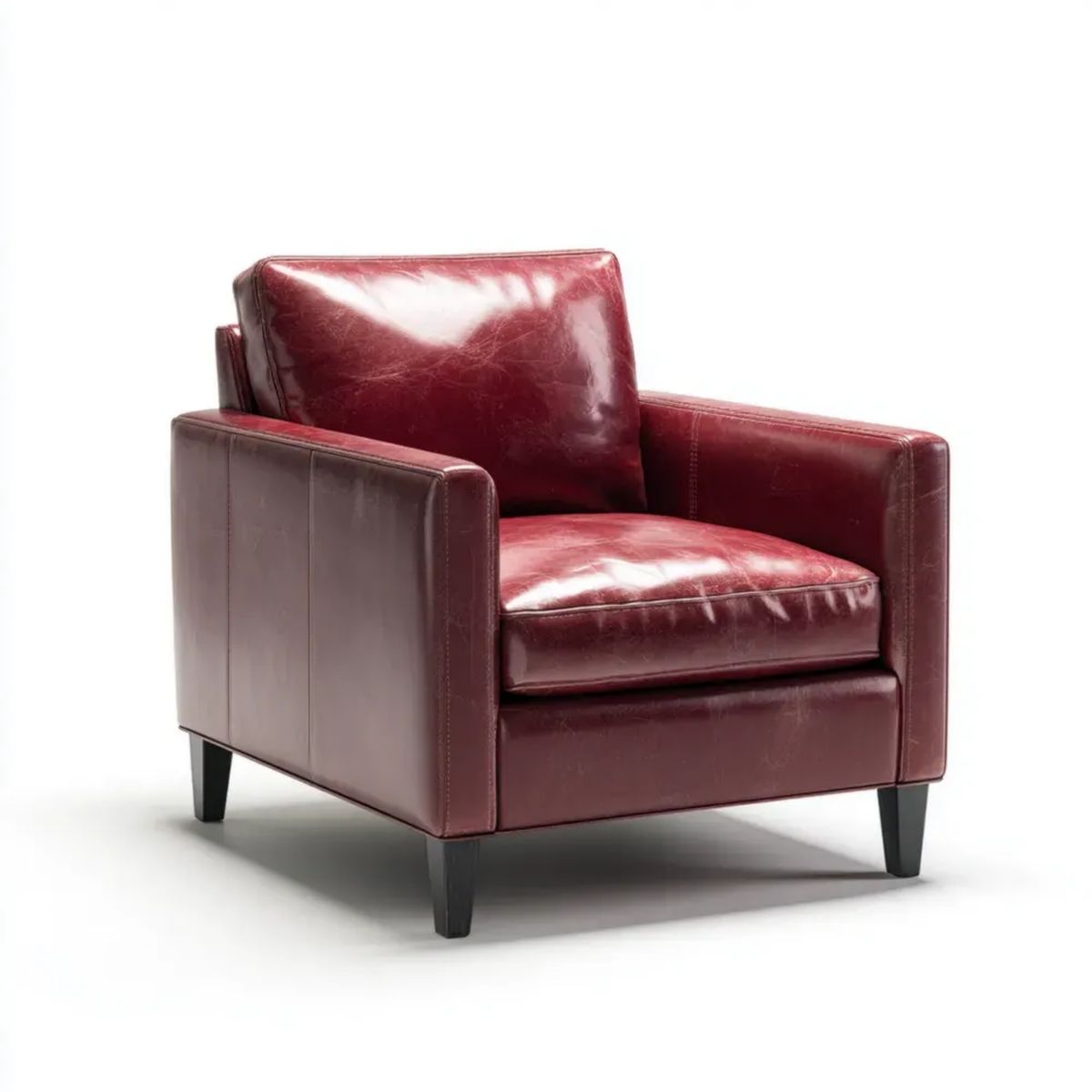 Bordowy fotel wypoczynkowy ze skóry syntetycznej PU 92 × 85 × 88 cm
