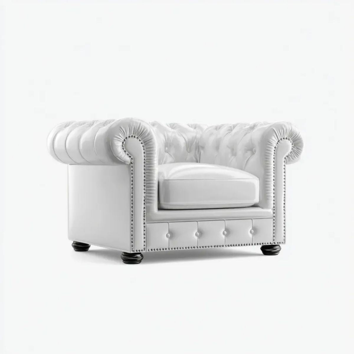 Fotel Chesterfield biały z tapicerką z PU, 115 x 95 x 78 cm