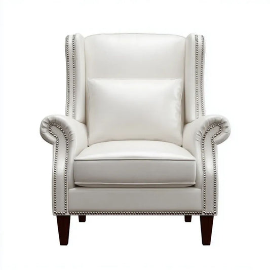 Biały fotel uszak z ekoskóry PU 86 x 92 x 112 cm
