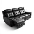 Czarna sofa 3-osobowa ze skóry syntetycznej PU z funkcją relaksu, 210 x 95 x 100 cm